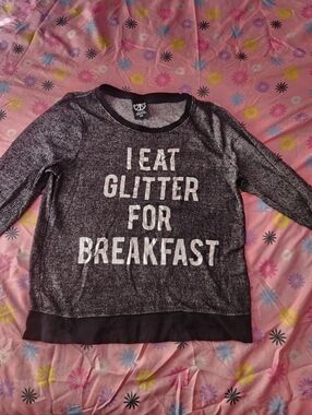 Recycled Karma Black Glitter-Print Crewneck Sweatshirt